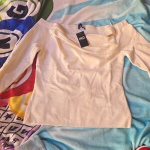 INC International Concepts Off-White Long Sleeve Blouse